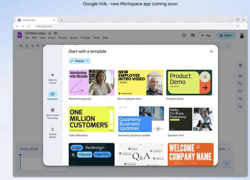 谷歌推出 AI 创作应用 Google Vids：会 PPT 就能做视频、支持多人协作