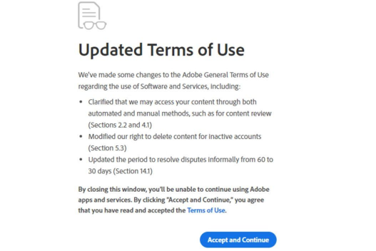 Adobe创意云服务条款改革引发隐私和版权关注